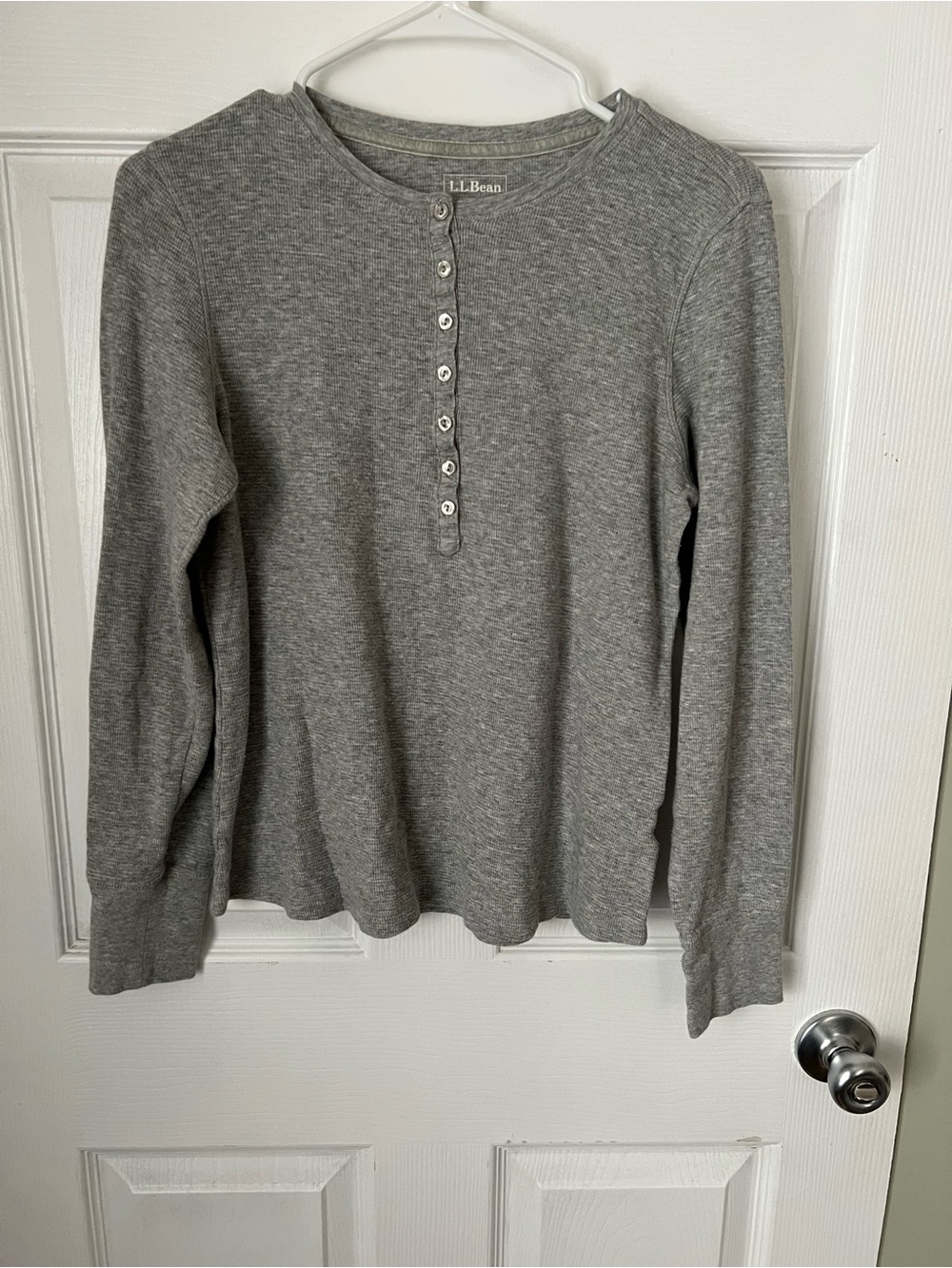 L.L. Bean Women's Gray Henley Long-Sleeve Crewneck